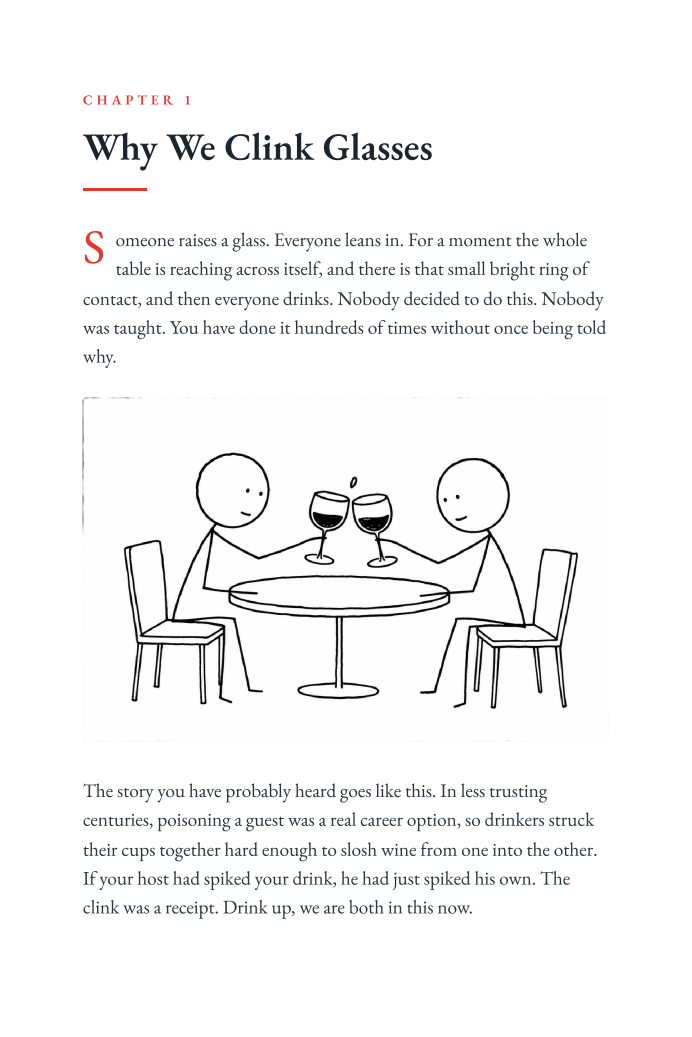 The opening of Why We Clink Glasses